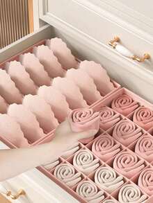 Hộp đựng đồ lót màu trơn, hộp đựng tất màu be bằng vải không dệt, hộp đựng đồ lót, áo ngực, tất, cà vạt, khăn lụa trong tủ quần áo, hộp lưu trữ tủ quần áo - Hồng - Xem 4