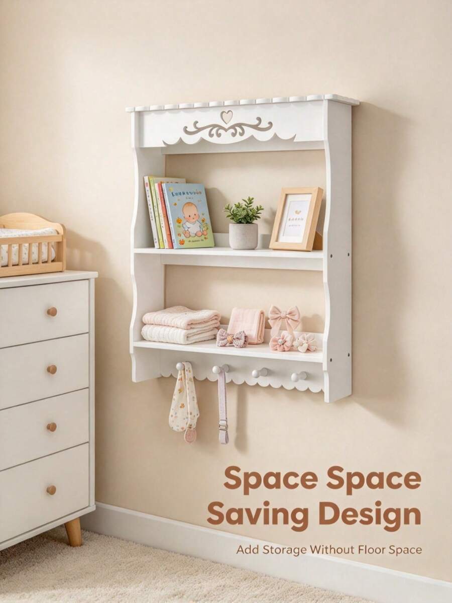 Hollow Decorative Wall-Mounted Storage Rack With Hooks, Multi-Layer ...
