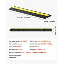 Cable Protector Ramp, 22,000 Lbs/Axle Capacity, 2 Channel Heavy Duty Rubber Cord Hose Wire Cover, 1.3 X 1.2 In Channel, Traffic Speed Bump With Flip-Open Top Cover, For Indoor Outdoor, 1 Pack - Top-open,2 Slot,Rubber,1.2 Inch - View 11