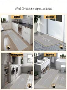 SANJIANGDI 1pc Decorative Line Pattern Plaid Kitchen Mat, Made Of 3.5mm Soft Rubber Material, Easy To Clean, Suitable For Hallway, Bathroom, Living Room, Outdoor Door Mat And Toilet, All Year Round, Suitable For Various Holidays - Multicolor - View 5