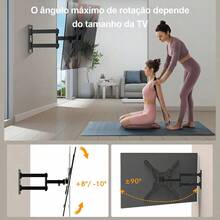 Suporte televisao TV tri Articulado monitor 14 32 40 43 50 55 60 Polegadas Giratório 360° Ajustável Parede Reforçado - Multicolorido - Visão 4