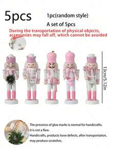 5pcs Christmas Nutcracker Decorations - Wooden Nutcracker Ornaments, 5-Inch Tall Nutcracker Dolls, Christmas Nutcracker Decor, Cute Nutcracker Soldier Figurines - Multicolor - View 10