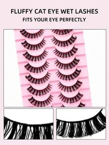 10 Pairs Natural Realistic Flared Strip False Eyelashes, Curly Lightweight And Comfortable - TK57 - View 4