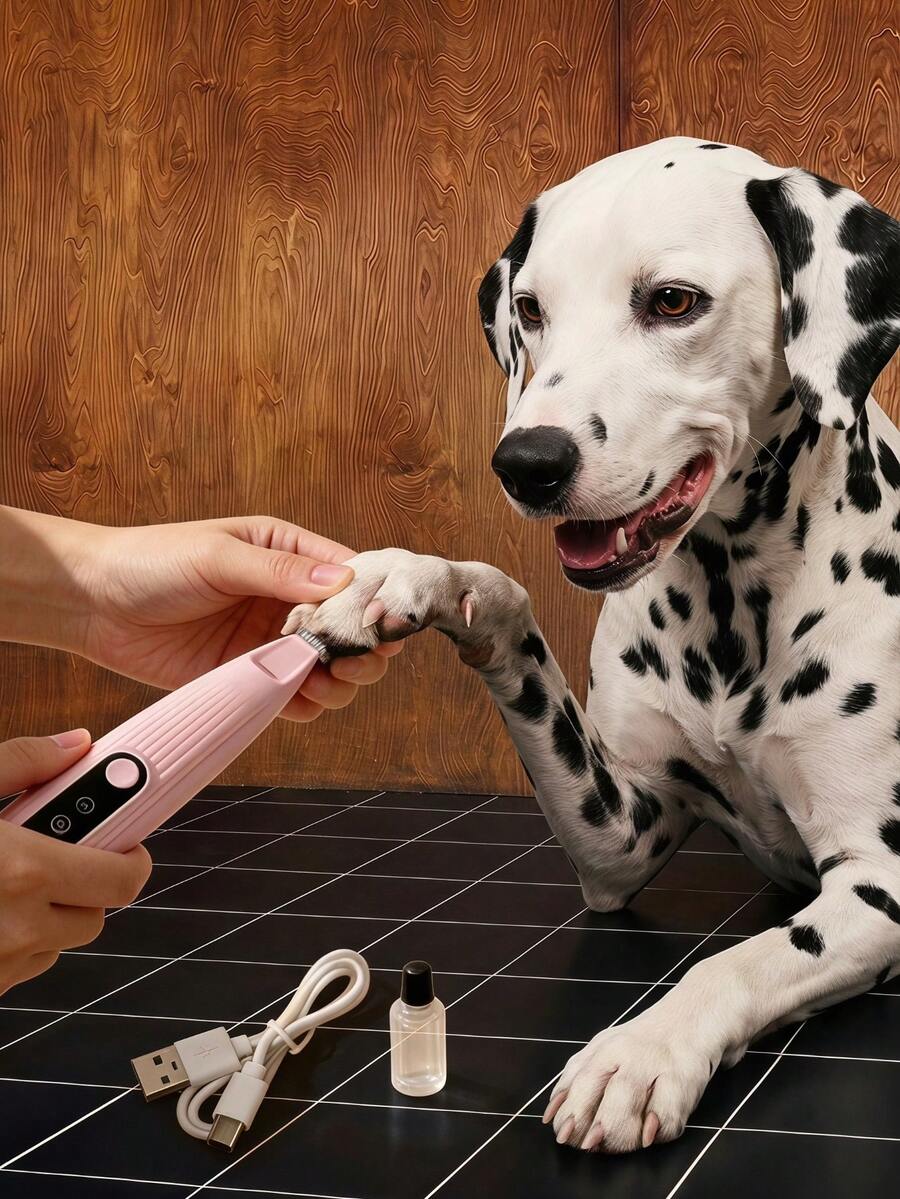 USB Pet Hair Trimmer & Nail Grinder, Quiet Waterproof LED Paw Shaver For Cats & Dogs, USB Rechargeable Grooming Tool