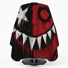 1pc Polyester Barber Cape, Red & Black Monster Face Print Fabric, Garbage Punk Style Apron, Bold Outfit Suitable For Adult Men, Eye-Catching Garment For Salon Services And Personal Home Hair Care - Multicolor - View 1