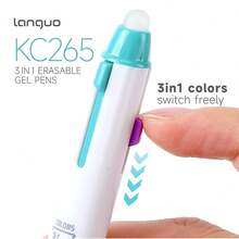 Languo 45-Color Retractable Neutral Pen Set - Erasable, Fine Tip (0.6mm), 3-Pack 9 Colors (1 Pen 3 Colors), Multiple Vibrant Colors, Gel Pen Set, Eyeliner Pen, Needle Pen, Ballpoint Pen, Perfect For Vibrant Color Writing And Sketching, Smooth Writing, Used For Painting, Highlighting, Note-Taking, Making Manuals, Office Use - Multicolor - View 6