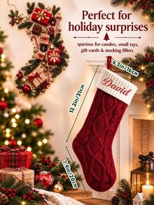 TONGFANTECH 2026 Personalized Embroidered Names Christmas Stockings, 18 Inches Large, Custom Monogram Stockings For Kids & Family, Available In Red/Green/White Cable Knit Pattern, Fireplace Hanging Stockings, Rustic Holiday Decor Gifts, Christmas Tree Ornament - Multicolor - View 3