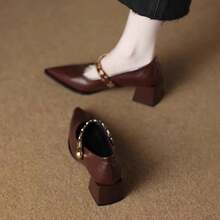 Double Business PU Leather Buckle Office Spring Summer Autumn - Red - View 4