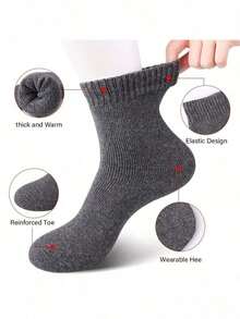 1/4/6 Pairs Women's Warm Fleece Socks, Winter Short Socks, Solid Color, Sleep Socks, Home Socks, Plush Socks, Black And White Solid Color, Comfortable Warm Breathable. (Random Color) - Multicolor - View 9