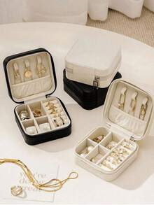 1 Piece Jewelry Box, Large Capacity Jewelry Storage Box, Jewelry Organizer, Mini Jewelry Box, Jewelry Saving Box, Portable Travel Jewelry Box, Cosmetic Box, Simple Travel And Home Jewelry Box - Multicolor - View 5