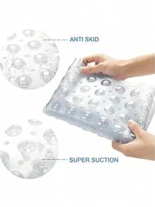 1pc 40*70cm Transparent PVC Bathroom Anti-Slip Mat, Bubble Design, Strong Suction Cups, Drainable And Machine Washable, Bathtub Shower Mat, Provides Safety Protection For Elderly And Children, Suitable For Home Bathroom, Housewarming Gift, Autumn Home Decor - Transparent - View 3