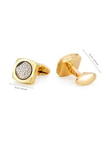 Men's Luxury Gold Rhinestone Square Cufflinks, Geometric French Shirt Cufflinks, Business Wedding Jewelry Accessories - Gold - View 4