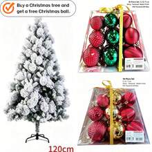 Snow Flocked Christmas Tree, White Snowy Pine Branch Design, Full Foliage With White Tips And Cross Metal Base, Sectional Design For Easy Disassembly & Storage, Perfect For Home And Shop Use To Create Winter Snow Scene Atmosphere - White - View 13