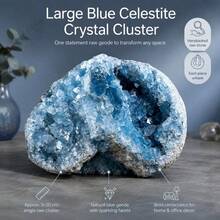 Natural Blue Quartz Crystal Cluster Decor, Mineral Specimen, Natural Stone Decorative Collectible, Suitable For Living Room Countertop Display, Perfect Crystal Gift For Parents - Dusty Blue - View 11