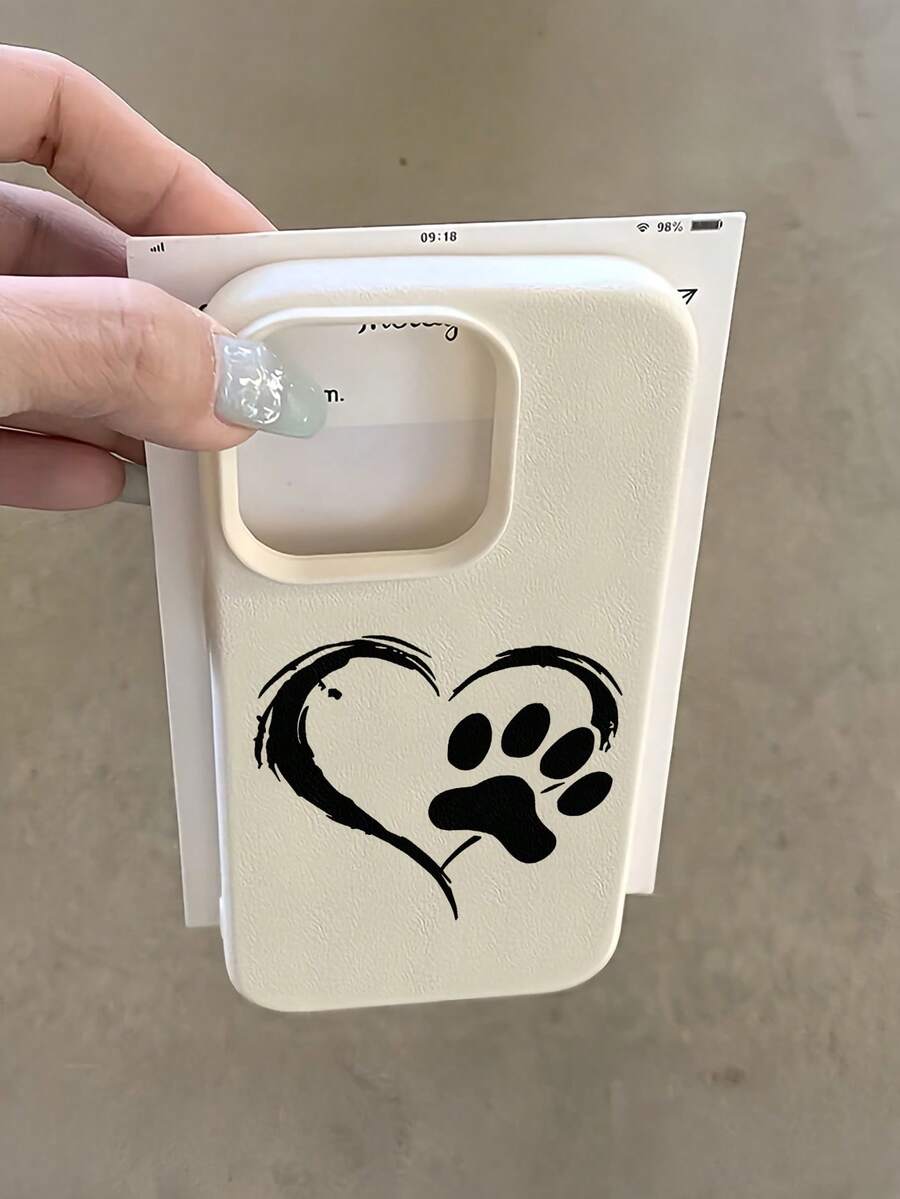 1件 白色黑色線條動物爪印個性化極簡全包覆TPU防摔手機殼,適用於Apple 18 17 16 15 14 13 12 11 Pro Max Air及系列 - 彩色 - 查看 1