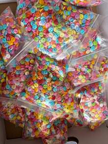 500pcs Mixed Resin Buttons, 9mm, 2-Hole - Ideal For DIY Sewing And Craft Projects, White/Red - Random 500 - View 9