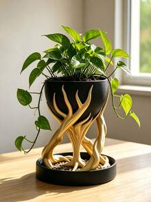 10pcs Resin Tree Root Shaped Flower Pot Stand Decoration High Rack Flower Pot With Drainage Tray Unique Succulent Plant Pot Home Desktop Indoor Plant Decor - Tree Root Shaped Planter - View 6
