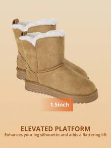 CAMEL CROWN Women's Snow Boots, New Winter Style, Fleece Lining, Warm & Thick, Cold-Proof & Anti-Slip, Casual Ankle Boots - Camel - View 4