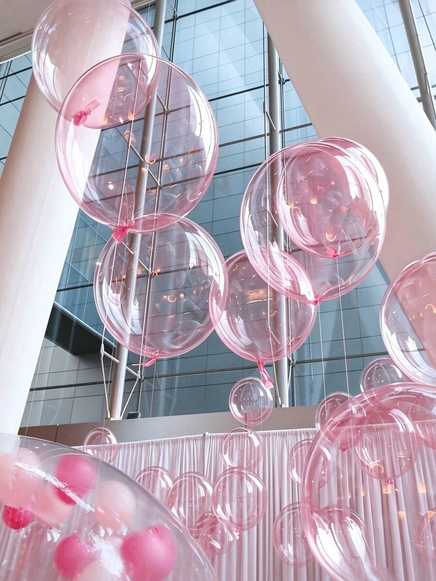 18 Inch Bobo Balloons Crystal Clear Bobo Balloons Pink Random Color Wedding Birthday Party Decoration Balloons Summer Party Theme Decoration - Multicolor - View 1