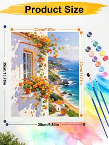 DIY Digital Painting Set, Mediterranean Flower Landscape Window, Hand-Painted Oil Painting, Home Wall Decoration Gift. - A - View 6