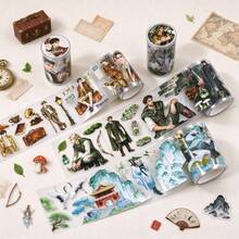 100cm Loop 2m/Roll Pre-Cut Fantasy Knight Character PET Washi Tape Forest Transparent Stickers Decorative Adhesive Tape For Diary Scrapbooking Journal Stationery - 2M - View 1