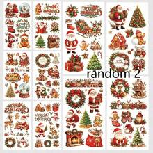 2 Random Classic Christmas Theme Party Temporary Tattoo Stickers, Including Santa Claus, Christmas Tree, Bells, Snowflakes, Reindeer And Other Elements, Suitable For Christmas, New Year, Birthday Gifts. - Multicolor - View 6