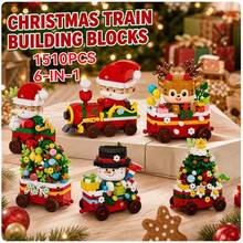 1510pcs Santa Claus Train Snowman Reindeer Christmas Tree 6-In-1 Building Blocks Decoration, Christmas Party Decor & Gift, New Year/Christmas Gift - Multicolor - View 1
