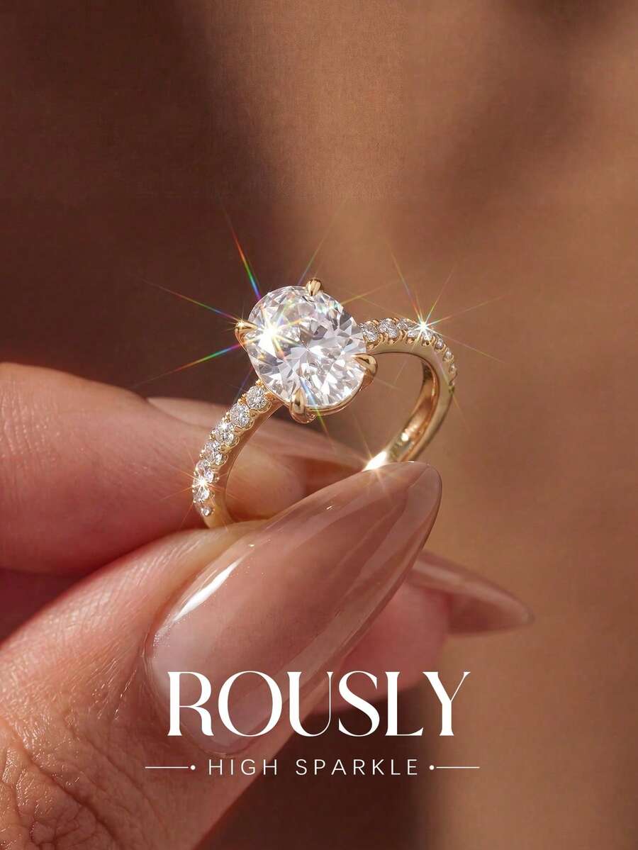 1pc 1ct-2ct-5ct Sparkling Oval Engagement Ring Wedding Ring Women's Promise Ring Eternity Ring Exquisite Jewelry Gift