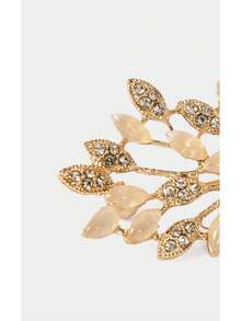 Noxbound 1pc Elegant Wheat Ear Brooch, Versatile Luxury Clothing Accessory, Fashion Pin For Dress And Coat - Gold - View 3