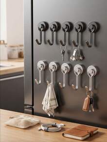 Swivel Magnetic Hook,360° Rotatable Magnetic Hook, Strong Magnet Stainless Steel Hanger, Available, No Drilling Heavy‑Duty Magnetic Hooks For Refrigerator Kitchen Office Garage Storage Organizer,Multi-Purpose Metal Magnetic Hook - Multicolor - View 7