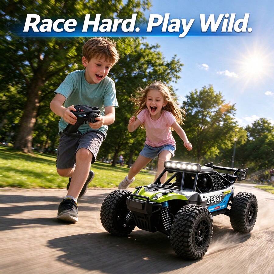 SG616 PRO BEAST RC Off-Road Car, 2.4GHz Remote Control Car With LED Headlights, Carbon Brush Motor & Independent Shock Absorber, Nylon Differential & Li-Ion Battery,Rechargeable Racing Toy Car Gift For Kids Ages 6+ - Multicolor - View 1