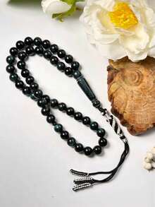 1pc Resin Tasbih Prayer Beads, 51 Beads Handmade Woven Tassel Style, Handheld Prayer Beads Misbaha - Multicolor - View 4