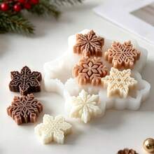1 Snowflake Silicone Mold With 6 Designs, Perfect For Creating Christmas Decorations. Suitable For Use With Epoxy Resin, Plaster, And Soap. - White - View 3