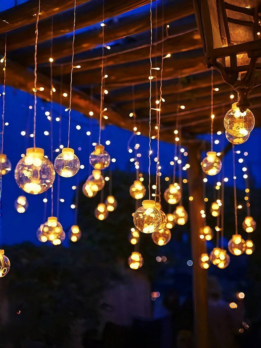 1pc Wish Ball String Lights, USB Powered, Wall Mountable, Plastic Material, Suitable For Home Gatherings, Parties, Indoor Holiday Decor, Car Decor, Room Decor, Mother's Day Gift - M20-wishing Ball Curtain Lights - View 1