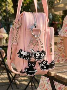 6Pcs Cute Liquid Black Cat & Container Daily Style Acrylic Keychains, Fashion Bag Charms, Suitable For Black Cat & Pet Lovers Gifts, Cute Pet Accessories Collection, All Season - Multicolor - View 3