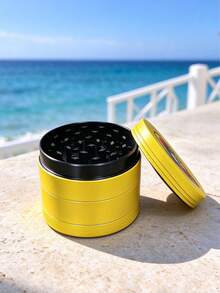 1pc Cartoon Dog Print Grinder, Bright Yellow Shell Portable Design, Niche Creative Smoking Accessory - View 1