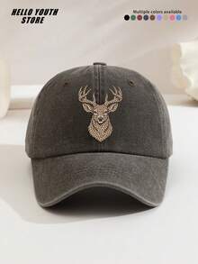 1pc Leopard Print Reindeer Theme Baseball Cap, Warm Windproof Lightweight Comfortable Multi-Functional Baseball Cap, Unisex Vintage Washed Hat, Suitable For Daily Outings And Life Use, Daily Outfit Decorative Hat, Best Gift For Friends - A - View 6