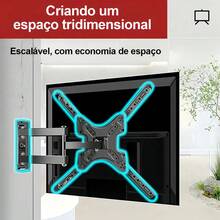 Suporte televisao TV tri Articulado monitor 14 32 40 43 50 55 60 Polegadas Giratório 360° Ajustável Parede Reforçado - Multicolorido - Visão 6