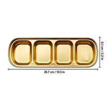 1pc Gold Multi-Compartment Stainless Steel Sauce Dish, Plate, Salt Vinegar Sugar Condiment Dipping Bowl - Gold - View 13