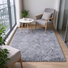 1pc Leopard Print Soft Rug, Non-Slip Fluffy Long Pile Bedside Carpet For Bedroom, Tie-Dye Living Room Rug, Suitable For Girls & Teens Dorm Home Decor, Bedroom & Living Room Carpet, Floor Covering, With Non-Slip Backing, Easy Maintenance - Light Grey - View 6