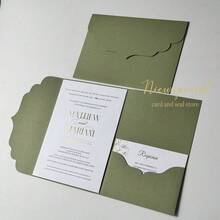 NIEWSPECIAL 10/20/25/50/100pcs Triangle Pattern Tri-Fold Pocket Wedding Invitation Covers, Engagement, XV Birthday, Baptism Minimalist Invitation Envelopes, DIY Invitations, 5*7 Inch Pocket Style Customized Invitation Cards - Style a - View 2
