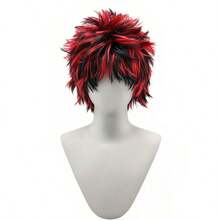 Men's Cos Wigs Are Available In Three Colors: Black, Red, Black, Green, And Black And White. Wave Wigs For Halloween And Carnival Can Be Worn Daily During Festivals. They Are Suitable For All Races. Fluffy And Highlighting Increases Hair Volume. - Multicolor - View 8