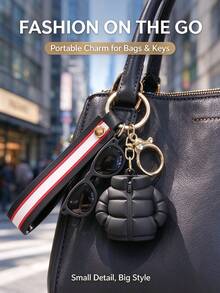 Cool Creative Exquisite Simulated Down Jacket Fashion Glasses Keychain, Portable Practical Fashionable Small Pendant, Suitable For Clothes, Bags And Car Keychains, Gift For Friends, Daily Outfit Accessory - Multicolor - View 5