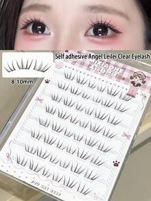 MIXIAOHE 48 Clusters Self-Adhesive Angel Wispy Clear False Lashes, Segmented Lash Clusters, Curved Design Fits Eye Shape, Clear Invisible Band, Distinct Individual Strands, Natural Sheer Look, Portable & Reusable, 8-10mm - View 2