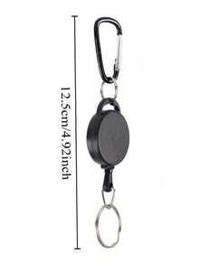 4/2/1pc Retractable Anti-Loss Anti-Theft Keychain, PVC Material Keychain, Matte Black Retractable Keychain - Matte Finish, Retractable, Portable - Set - View 4