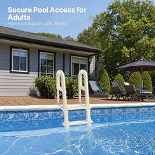 Swimming Pool Ladder, 75°Inclined 5-Step Double Handrails Stair, Non-Slip Heavy Duty Steps, Load Capacity 300 Lb, For 48-54 In Inground & Above-Ground Pools Of Any Deck Surface Indoor & Outdoor - 5-step White - View 3
