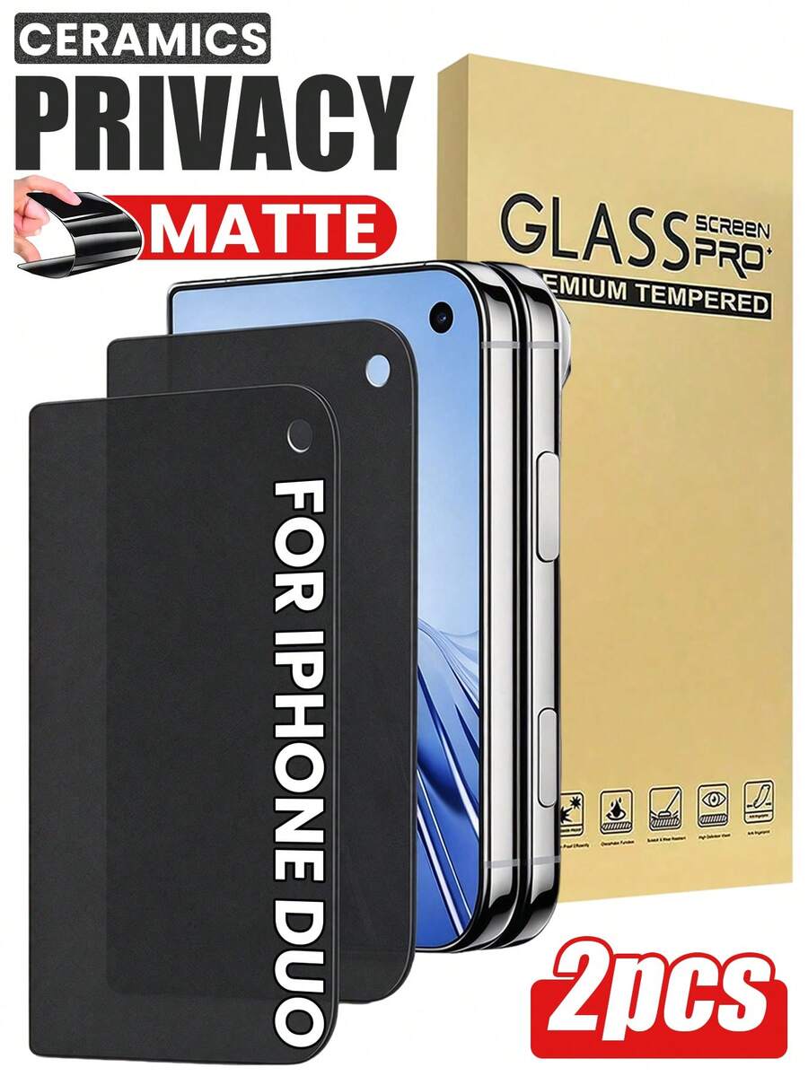 2 Packs [2026 New] Matte Privacy Screen Protector Compatible With Iphone Duo – Soft Film, Anti-Spy, Anti-Glare, Bubble Free, Easy Install, Case Friendly - Black - View 1