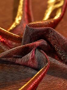 1pc Gradient Dual-Color Mesh Fabric, Laser Textured Sheer Long Dress Shawl Creative Handmade Fabric - Multicolor - View 32