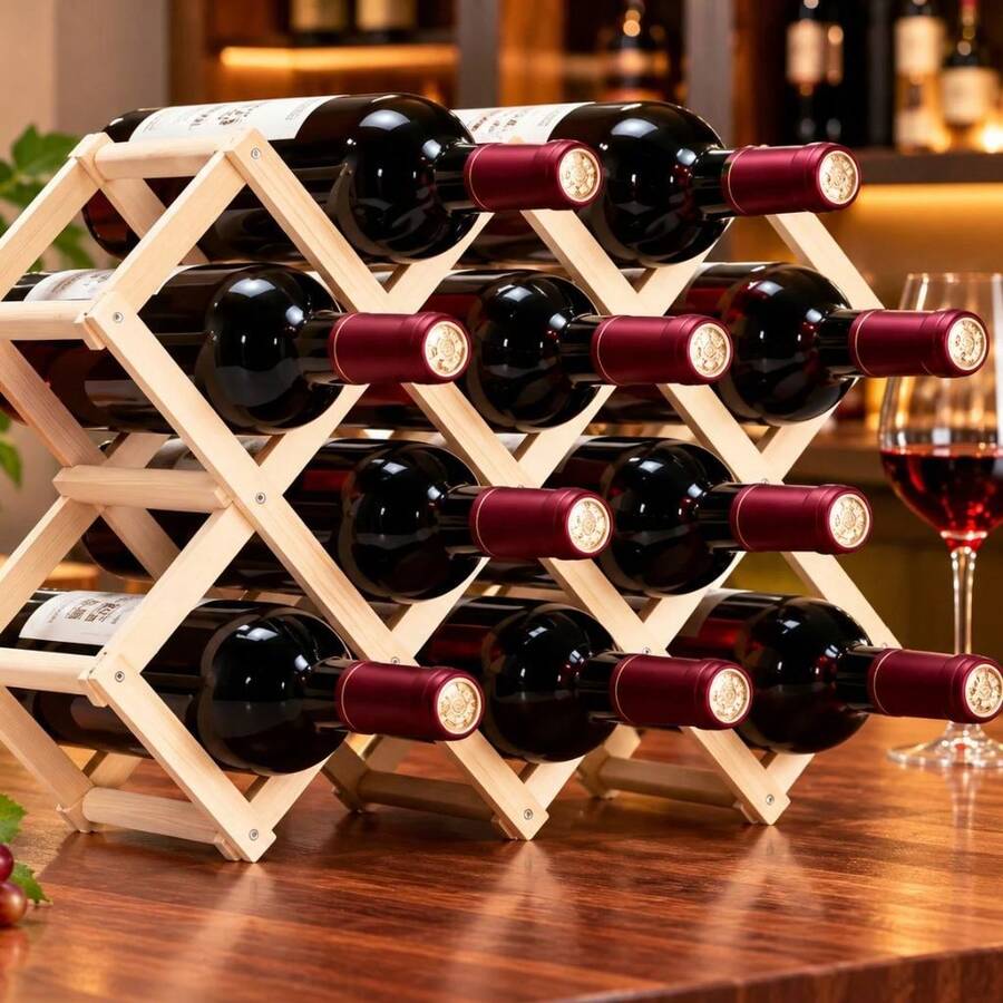 Suporte Adega Para Vinhos Retrátil C/8 Divisórias Em Madeira - Visão 1