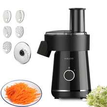 Pengiris dan Pencacah Sayuran Elektrik, SOKANY SK-06059 Food Processor dengan Pisau Stainless Steel, Motor 200W, Kontrol Satu Sentuhan, Saluran Penyajian Langsung, Alas Anti Selip, Mudah Dibersihkan, Untuk Wortel, Mentimun, Kentang, Keju, Hitam - Hitam - View 7